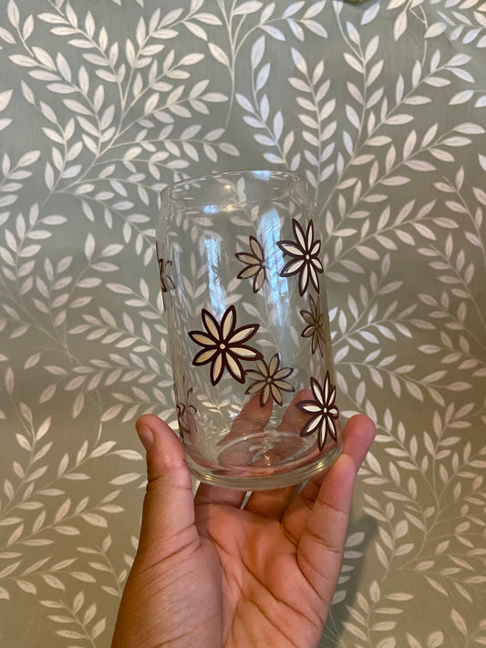 Neutral Floral Glass Cup