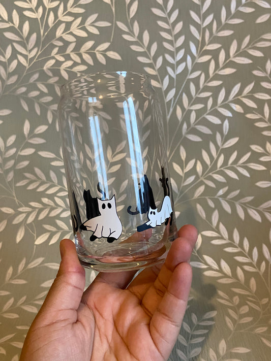 Ghost Cat Glass Cup