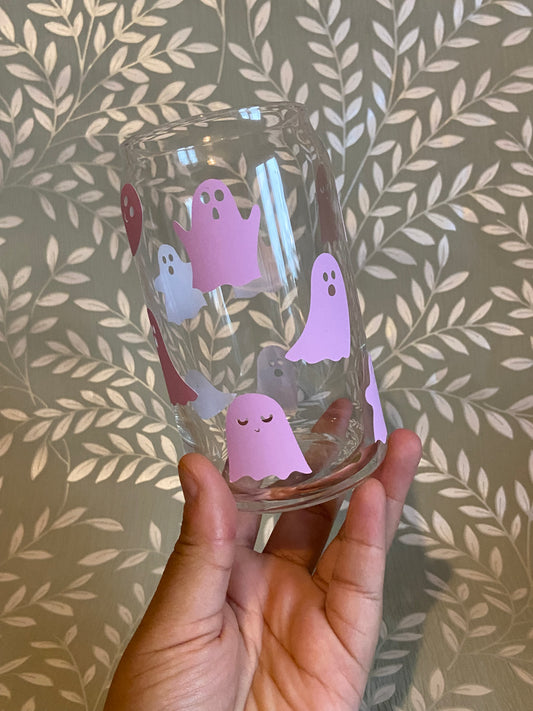 Glow in the Dark Ghost Glass Cup - Purple