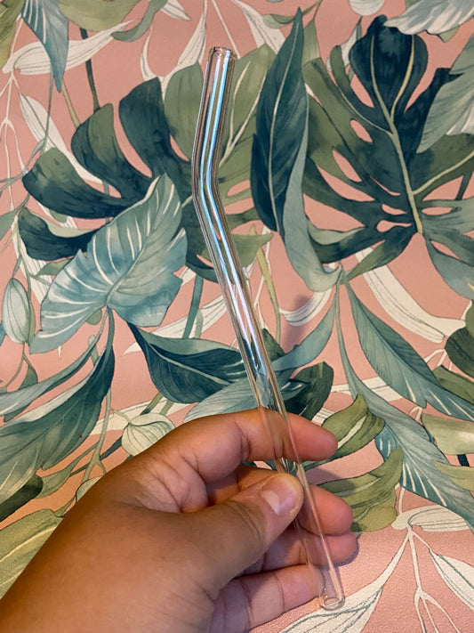 Clear Bent Glass Reusable Straw
